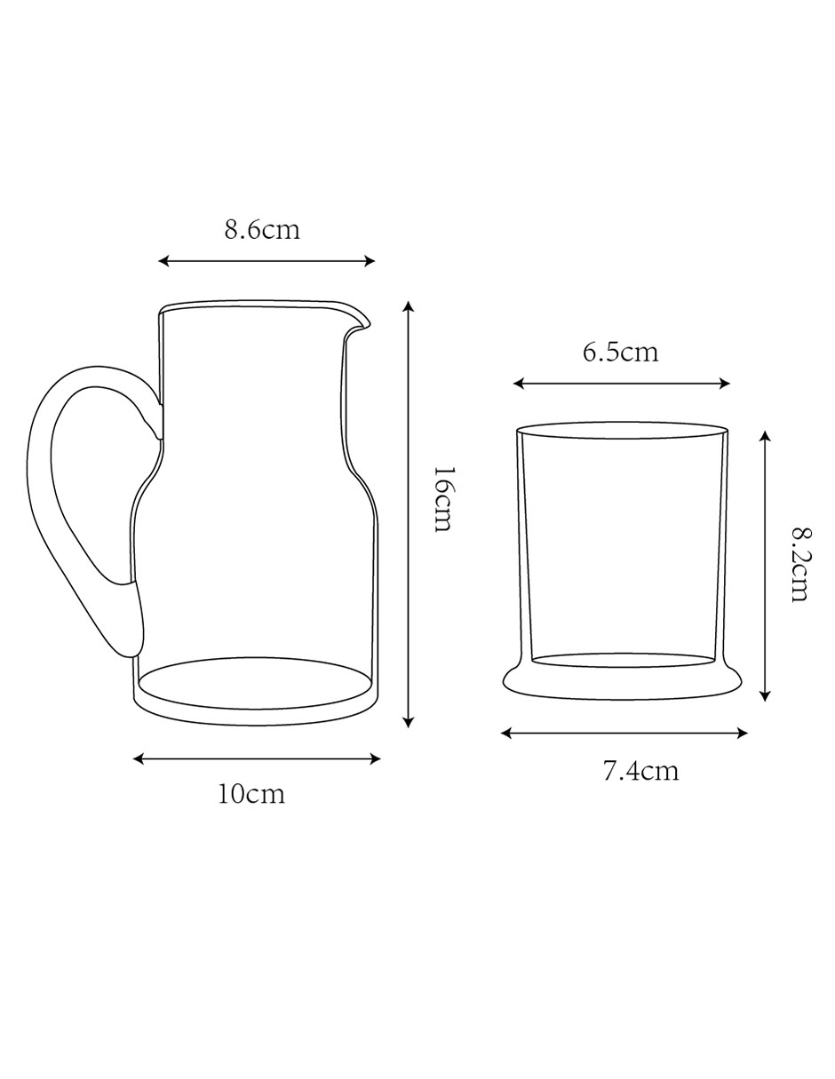Set jarra con vasos de vidrio con 2 piezas