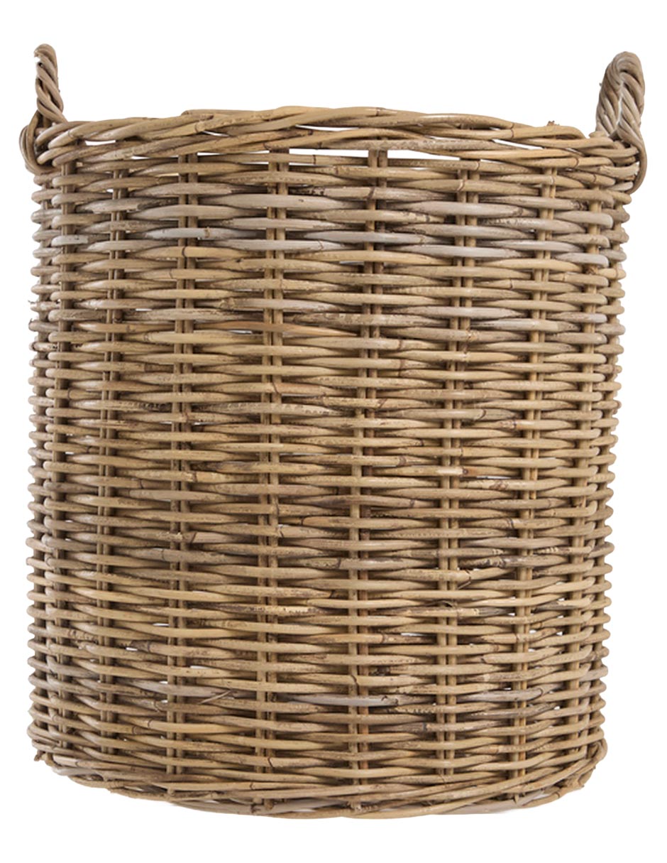 Canasta con forma de cilindro Lolo de mimbre