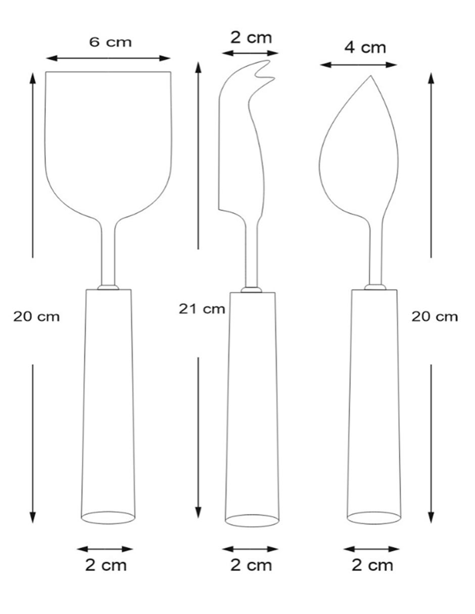 Set de cubiertos para queso de acero inoxidable 3 piezas 8